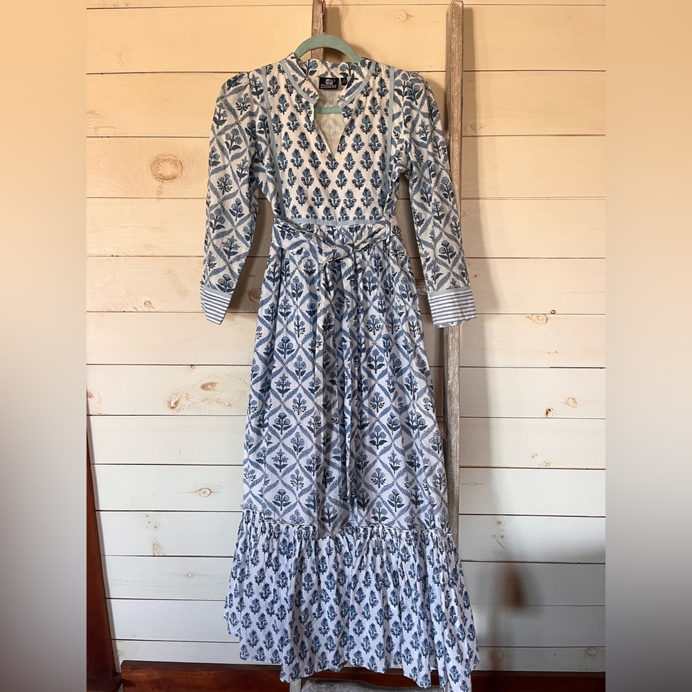 Madison Mathews Block Print Tiered Dress